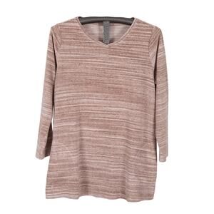 Pure Jill Velvety Velour Heathered Tunic Women's LARGE Casual Cozy Lounge Beige